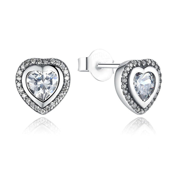 Silver Love Heart Earrings-AstersJewelry
