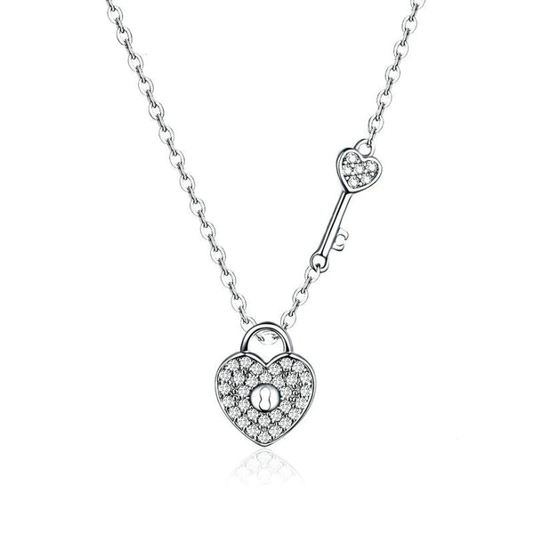 Heart Lock & Key Necklace-AstersJewelry