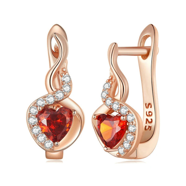  Red Heart Earrings-AstersJewelry