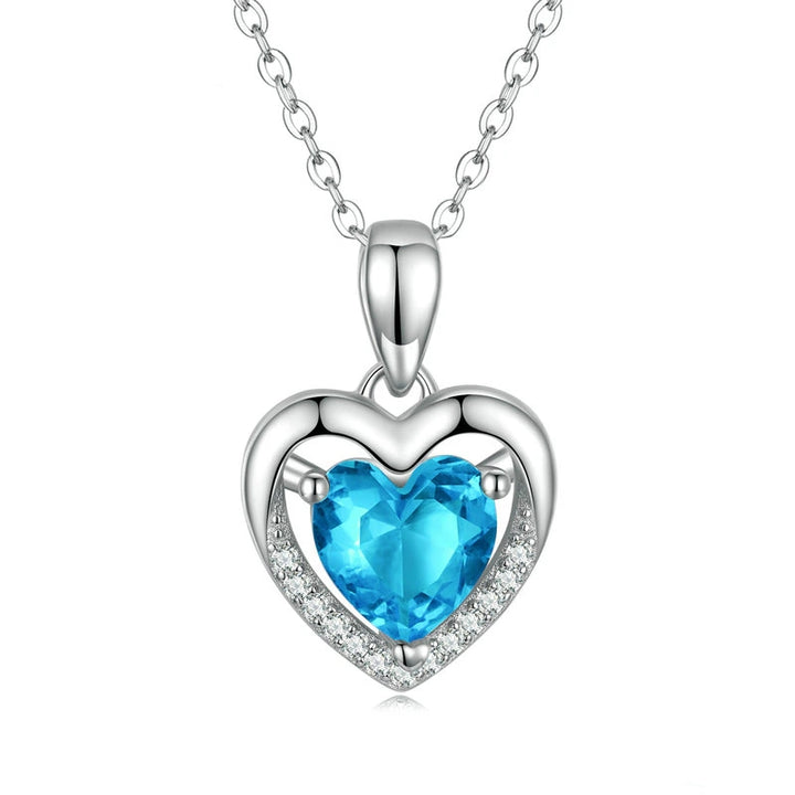 Blue Heart Necklace-AstersJewelry