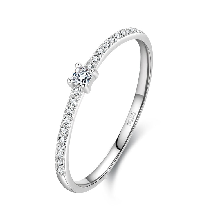 Simple Square Clear CZ Ring-AstersJewlery