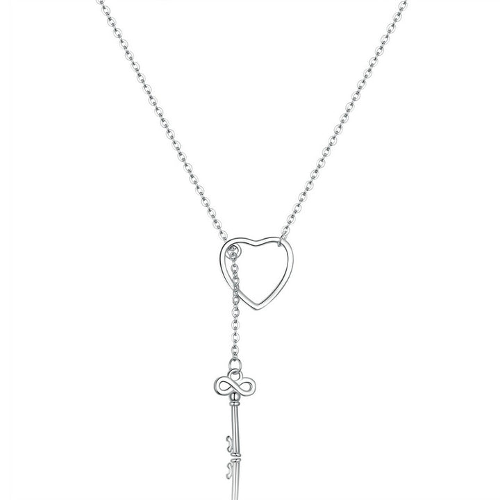 Sweet Key of Heart Lock Necklace-AstersJewelry